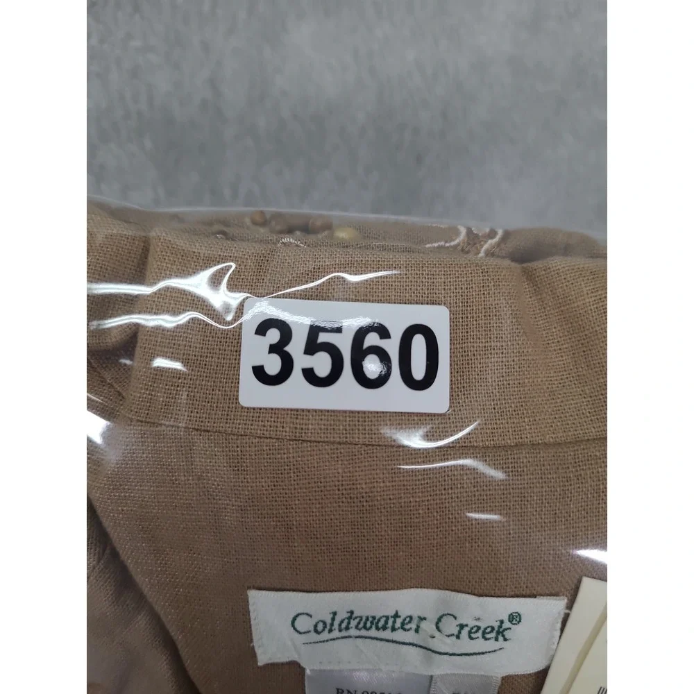 Coldwater Creek Neutral‎ Embroidered Waist Jacket Blazer Linen Blend Women's 2X